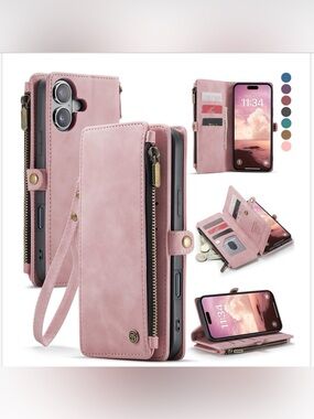 iPhone 17 Wallet Case Pu Leather RFID Blocking - PINK